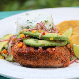 Grilled salmon with avocado salsa