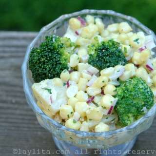 Corn, broccoli and potato salad