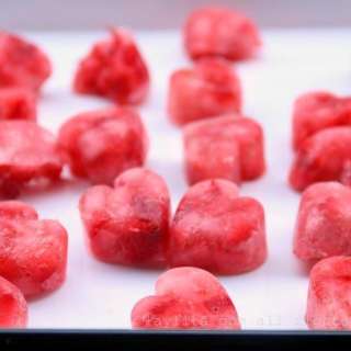 Champagne and strawberry ice cubes