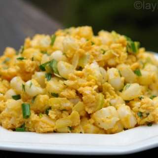Mote pillo or hominy with eggs