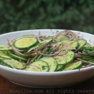 Cucumber salad with lime and cilantro