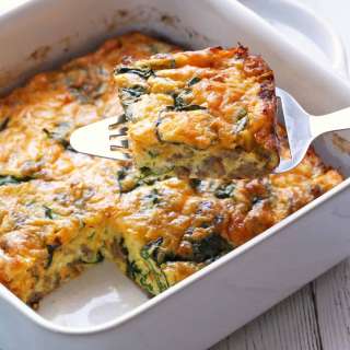 Keto Breakfast Casserole with Sausage and Spinach