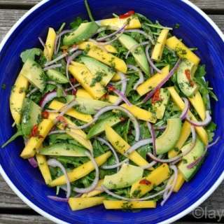 Mango, avocado and arugula salad