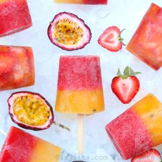 Strawberry passion fruit popsicles