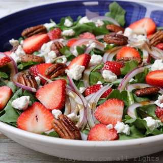 Strawberry goat cheese arugula salad