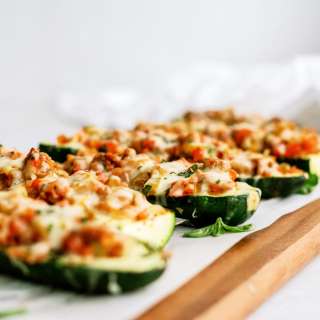 Sausage and Peppers Stuffed Zucchini Boats