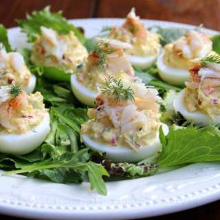 Crab deviled eggs
