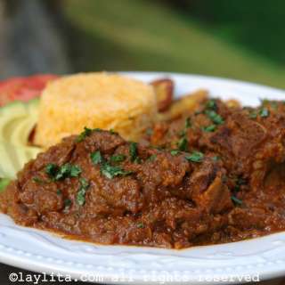 Braised goat stew {Ecuadorian seco de chivo}