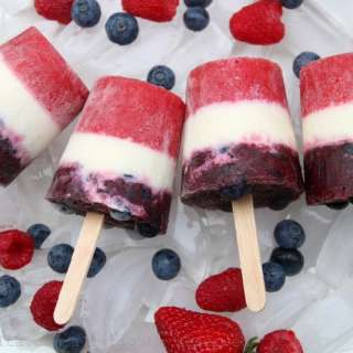 Patriotic red, white and blue popsicles or paletas