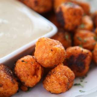 Cajun Sweet Potato Tots with Creamy Cinnamon Dip