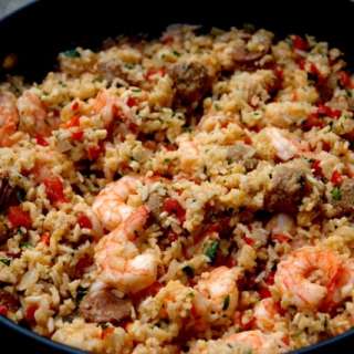 Rice with chorizo and shrimp - Arroz con chorizo y camarones