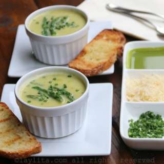 Homemade cream of asparagus soup