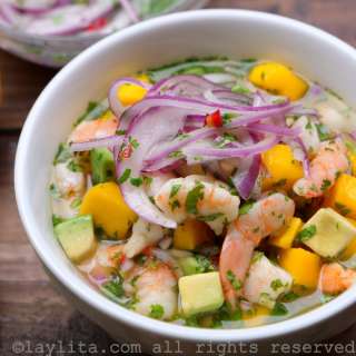 Shrimp and mango ceviche with avocado