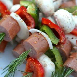 Turkey Sausage Rosemary Skewers over Parsley Pecan Couscous