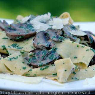 Pasta with mushroom cream sauce