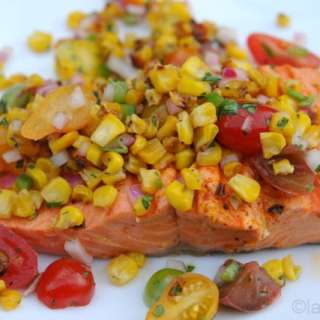 Grilled salmon with corn salsa