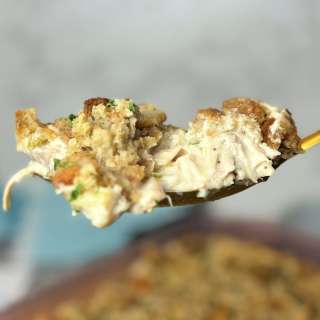 Friendsgiving Casserole (Chicken Stuffing Casserole with Sour Cream)