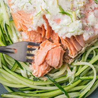 Keto Tzatziki Salmon with Cucumber Noodles
