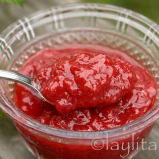 Strawberry rhubarb sauce or compote