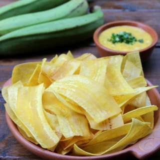 Chifles or thin fried green plantain chips