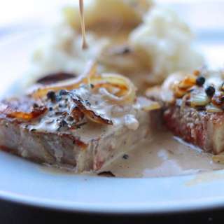 Cast Iron Steak with Bourbon Pepper Sauce