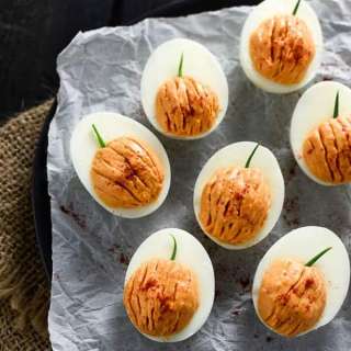 Halloween Pumpkin Deviled Eggs