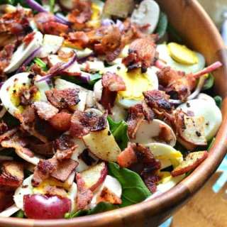 Spinach Salad with Warm Maple Bacon Dressing