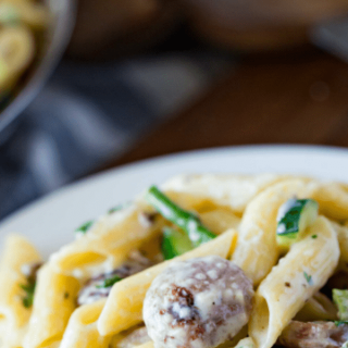 Creamy Summer Veggies and Sausage Penne