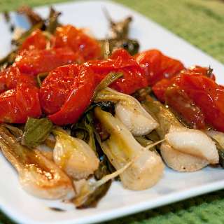 Roasted Baby Vidalia Onions and Cherry Tomatoes