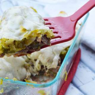 Philly Cheesesteak Cauliflower Tater Tot Casserole