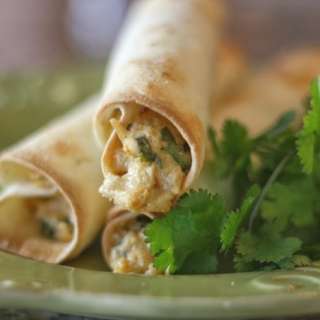 Crispy Homemade Chicken Taquitos with Cilantro and Pepper-Jack Cheese