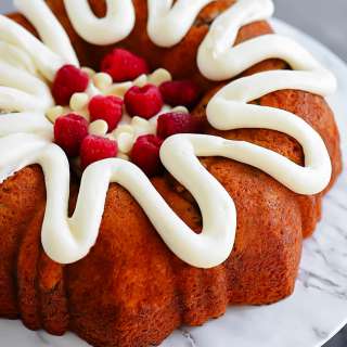 White Chocolate Raspberry Bundt Cake