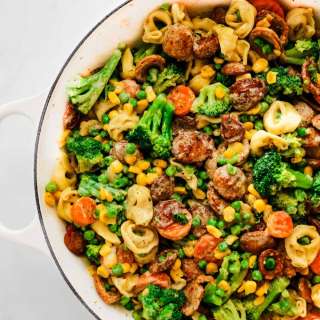 Garlic Chicken Sausage Pasta Skillet Freezer Meal