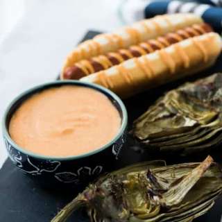 Grilled Artichokes with Honey Sriracha Dipping Sauce