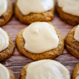 Pumpkin Cookies with Caramel Frosting