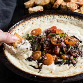 Baked Goat Cheese Dip with Tomatoes and Basil