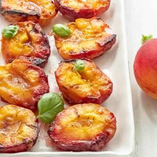 Grilled Peaches with Vanilla Lime Glaze