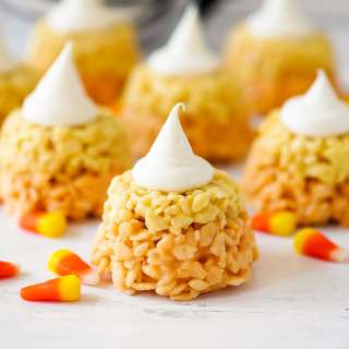 Candy Corn Rice Krispie Cupcakes