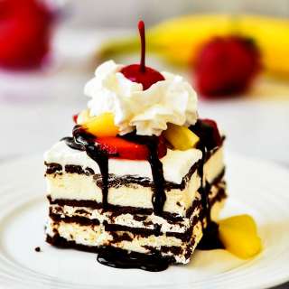 Banana Split Ice Cream Sandwich Cake