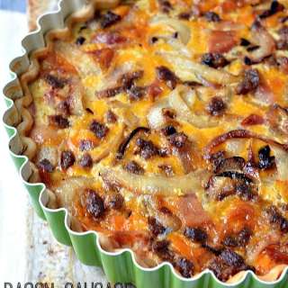 Bacon, Sausage & Cheddar Quiche