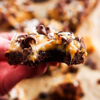 Brownie Caramel Coconut Bars