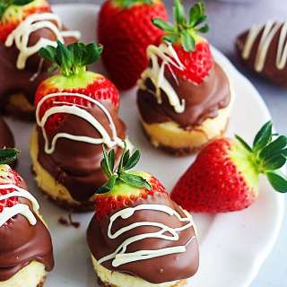 Chocolate Dipped Strawberry Mini Cheesecakes