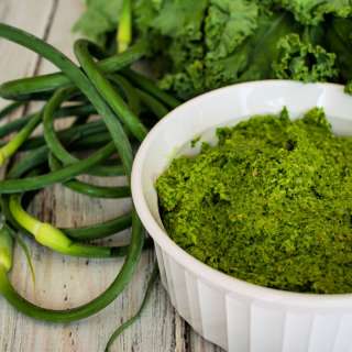 Vegan Kale and Garlic Scape Pesto