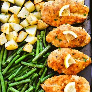 Crispy Lemon Garlic Chicken and Veggies