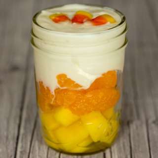Candy Corn Fruit and Yogurt Parfait