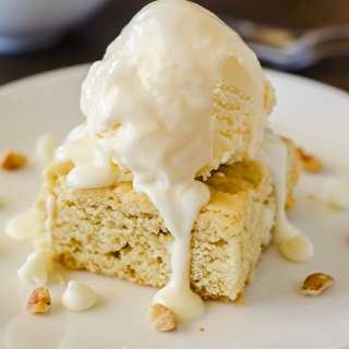 White Chocolate Blondies with Maple Cream Sauce