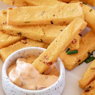 Cheddar Bacon Baked Polenta Fries