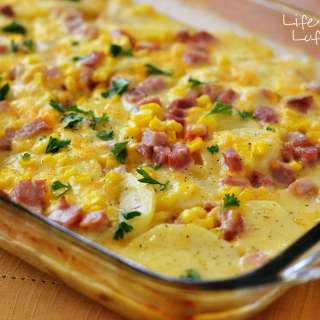 Scalloped Potatoes, Ham & Corn Bake