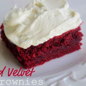 Red Velvet Brownies with White Chocolate Buttercream Frosting