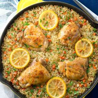 One Skillet Mediterranean Chicken and Rice